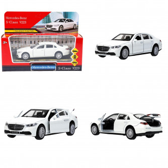 Машина металл MERCEDES-BENZ s-class v223 12 см, двери,багаж,инер,белый, кор. Технопарк SCLASS-13-WH