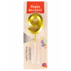 Свеча для торта Золотой стиль Цифра 9 С-2972