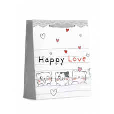 Dream cards Пакет подарочный с мат.лам.  18*23*10 (M) Влюбленные котята, 210 г ППК-0021