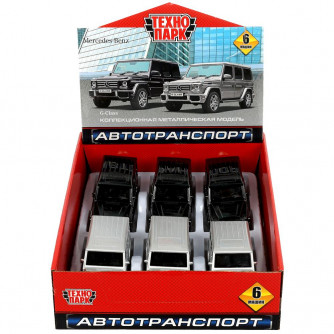 Машина металл MERCEDES-BENZ G-CLASS 12 см,двери, багаж, инерц, дисп. Технопарк GCLASS-12DB6-MIX  