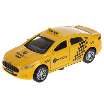 Машина металл свет-звук FORD MONDEO ТАКСИ 12 cm, двери, багаж, инерц, кор. Технопарк MONDEO-12SLTAX-YE