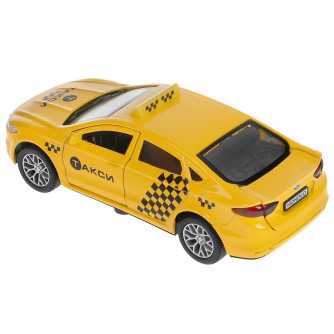 Машина металл свет-звук FORD MONDEO ТАКСИ 12 cm, двери, багаж, инерц, кор. Технопарк MONDEO-12SLTAX-YE