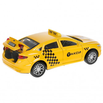 Машина металл свет-звук FORD MONDEO ТАКСИ 12 cm, двери, багаж, инерц, кор. Технопарк MONDEO-12SLTAX-YE