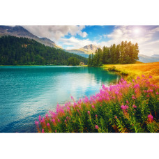 Холст с красками 40х50 см. (23цв)  Лазурное озеро в горах. ( Арт. ХК-0945)