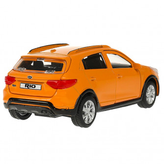 Машина металл KIA RIO X длина 12 см, двери, багаж, инерц, оранжевый, кор. Технопарк XLINE-12-OG  