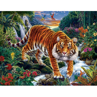 Холст с красками Тигр у ручья ХК-1801