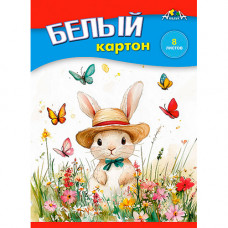 Картон белый А5, 8л, папка, немелованный, КТС 