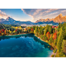 Холст с красками для рисования 40х50 см по номерам. (24цв.) Синее озеро и горы осенью (Арт. ХК-6237)