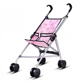 Коляская кукольная трость, металлическая , принт мишки 9302D