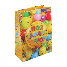 Пакет подарочный МАТОВЫЙ l,шарик,140 гр/м2 ЧУДО ПРАЗДНИК PL-123153-HBZ6  