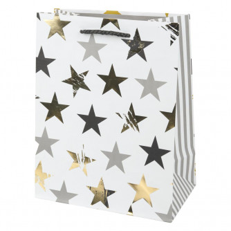 Пакет подарочный фольга, звезды, размер м,190 гр/м2 ЧУДО ПРАЗДНИК PGM-02-S2  