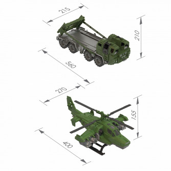 Автомобиль Военный тягач Щит с вертолетом 256