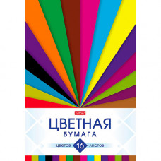 Цветная бумага А4, 16л 16цв на скрепке, газетная, Hatber ECO 