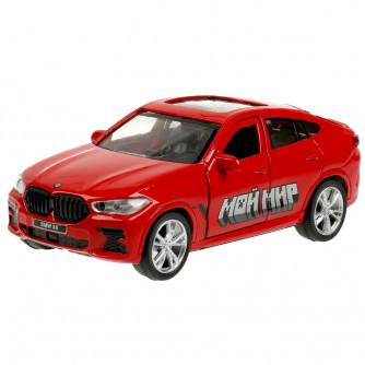 Машина металл BMW X6 12 см, двер, багаж, инер, красный мой мир, кор. Технопарк X6-12-MW