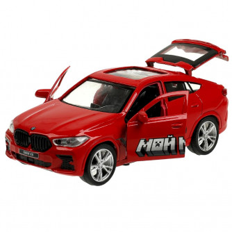Машина металл BMW X6 12 см, двер, багаж, инер, красный мой мир, кор. Технопарк X6-12-MW
