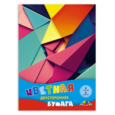 Цветная бумага А4, 8л 8цв на скрепке, газетная, двусторонняя, КТС 