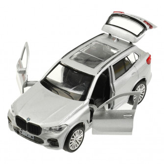 Машина металл BMW X5 M-SPORT 12 см, двери, багаж, инерц, серебристый, кор Технопарк X5-12-SR   