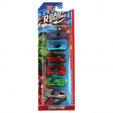 Машина металл ROAD RACING набор СУПЕРКАР 7,5 см, 6 шт,в ассорт, блистер Технопарк RR-SET-328-R   