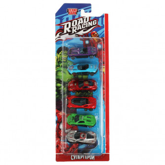 Машина металл ROAD RACING набор СУПЕРКАР 7,5 см, 6 шт,в ассорт, блистер Технопарк RR-SET-328-R   