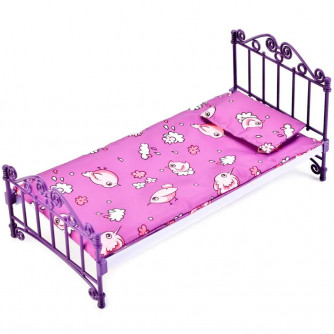 Мебель Кровать фиолетовая с постельным бельем С-1425 Огонек   
