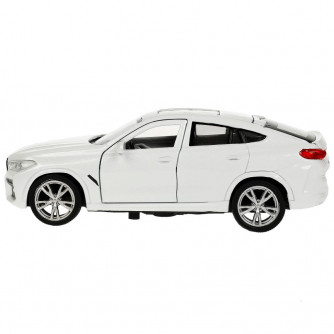 Машина металл BMW X6 длина 12 см, двери, багаж, инер, белый, кор. Технопарк X6-12-WH   