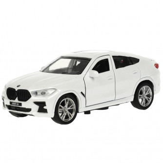 Машина металл BMW X6 длина 12 см, двери, багаж, инер, белый, кор. Технопарк X6-12-WH   