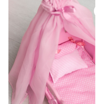 Diamond princess Колыбелька  с постельным бельем и балдахином розовая