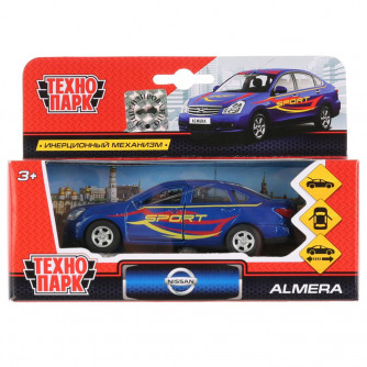Машина металл Nissan Almera спорт 12см, открыв.двери и багажник,инерц. в кор. Технопарк в кор.2*24шт SB-17-47-NA-S-WB