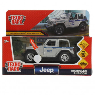 Машина металл свет-звук JEEP WRANGLER RUBICON ПОЛИЦИЯ 12 см, двер, баг, кор. Технопарк RUBICON3D-12SLPOL-SR