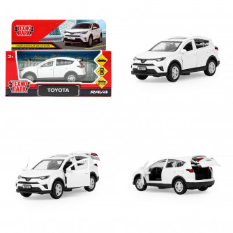 Машина металл TOYOTA RAV4 длина 12 см, двери, багаж, инерц, белый, кор. Технопарк RAV4-WH-WOD   