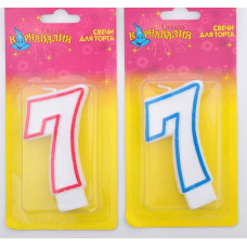 Свеча для торта  цифра 7 ободок цветной