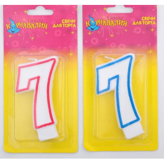 Свеча для торта  цифра 7 ободок цветной