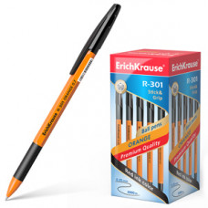 Ручка шариковая Erich Krause R-301 Orange Stick&Grip черная 39533