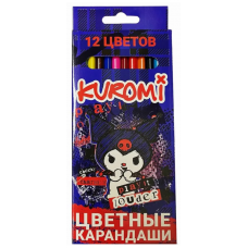 74721 Карандаши цветные пластиковые Kuromi 177 мм, 12 цв., шестигранные, в картонной упаковке с европодвесом  