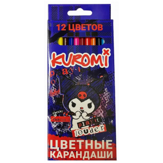 74721 Карандаши цветные пластиковые Kuromi 177 мм, 12 цв., шестигранные, в картонной упаковке с европодвесом  