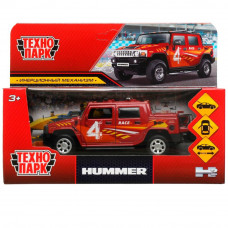 Машина металл HUMMER H2 PICKUP СПОРТ 12 см, двер, багаж, инер, красный, кор. Технопарк HUM2PICKUP-12SRT-RD