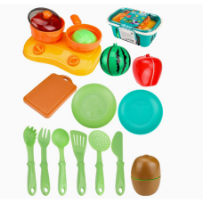 Игровой набор посуды с продуктами в корзинке (18 предметов) (Арт. FCJ1150600)   