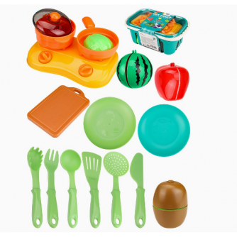 Игровой набор посуды с продуктами в корзинке (18 предметов) (Арт. FCJ1150600)   