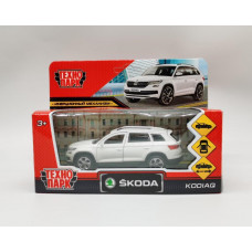 Машина металл SKODA KODIAQ длина 12 см, двери, багаж, инерц, белый, кор. Технопарк KODIAQ-WH (72)