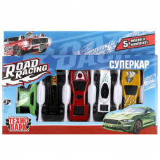 Машина металл ROAD RACING набор СУПЕРКАР 7,5 см, 5 шт, в ассорт, кор. Технопарк RR-SET-0064871-R    
