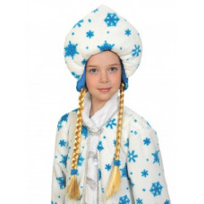 Кокошник белый с косами 6058