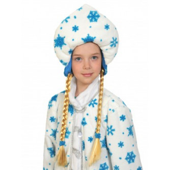 Кокошник белый с косами 6058