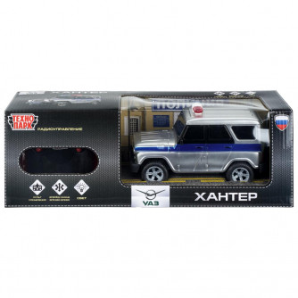 Машина р/у UAZ HUNTER ПОЛИЦИЯ 18 см, свет, серебр, кор. Технопарк HUNTER-18L-POL-GY (48)   