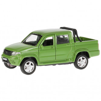 Машина металл UAZ PICKUP 12 см, двери, багаж, инерц, зеленый, кор. Технопарк PICKUP-GN