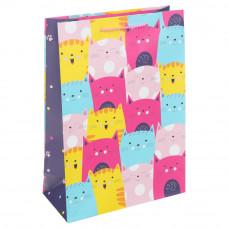 Пакет подарочный МАТОВЫЙ ml,коты,140 гр/м2 ЧУДО ПРАЗДНИК PML-108859-C2 (120)  
