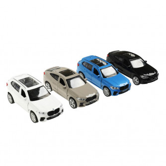 Машина металл BMW X6 12 см, двери, багаж, инер,  темно серый, дисплей Технопарк X6-12DB12-MIX   