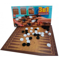 Игра настольная 3 в 1: шашки, шахматы, нарды НИШ003   