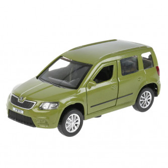 Машина металл SKODA YETI длина 12 см, двери, багаж, инерц, зеленый, кор. Технопарк YETI-GN  