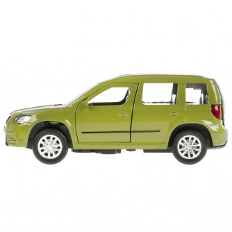 Машина металл SKODA YETI длина 12 см, двери, багаж, инерц, зеленый, кор. Технопарк YETI-GN  