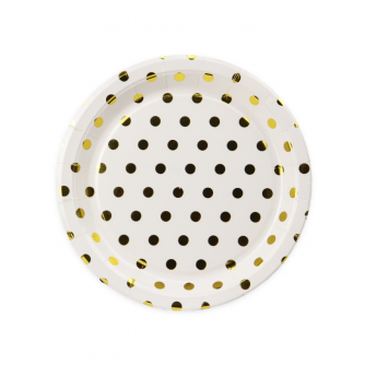 Бумажные тарелки с  золотым тиснением  Горох,18 см,6 шт, еврослот СП-5166